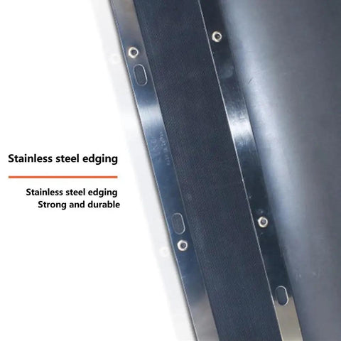 Close-up of Heavy Duty Retractable Accordion Bellows Cover with stainless steel edging for durability and support.