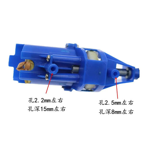 Close-up of blue plastic component from Beefy RC Aircraft Power Unit For High Wind Lift Kit And Helicopter Power Pack.