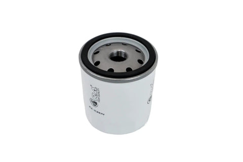 Heavy Duty Engine Oil Filter With Top Shelf Synthetic Microfiber Media For Badass 20 Micron Particle Capture and smooth road cruising, showing top view of the filter.