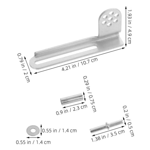Three Sets Universal Refrigerator Door Hinges Y 223 Heavy Duty Metal Kit 4.21 in, silver replacement parts shown with sizes