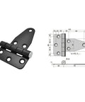 T Shape Gate Hinge Stainless Steel Cabinet Shutter Hinge For Electric Generators Black Finish With 6 Position Screw Holes
