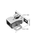 Bead Roller Catch Set Silver Finish Cabinet Latch 12 Pack Double Roller Heavy Duty Hardware Stainless Steel Close-up with Measurements