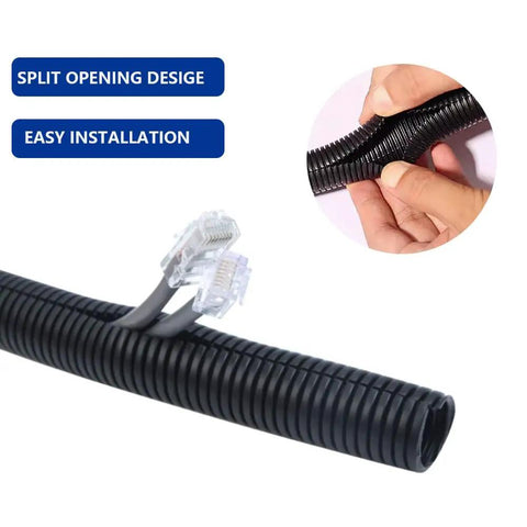 Split Wire Loom Tubing 1 Inch Inner Diameter 10 Feet Long Black Flexible Wire Covers Conduit For Cables Cord Protectors