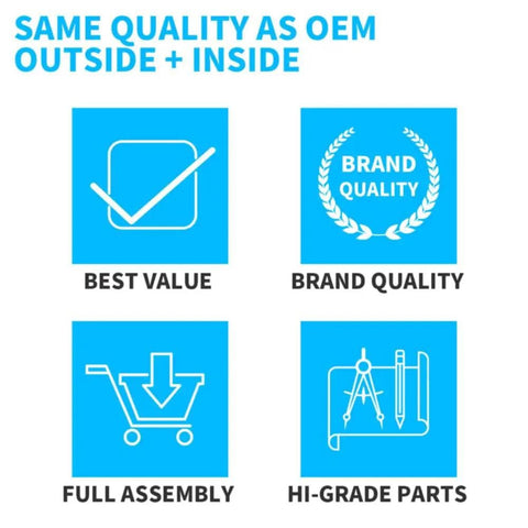 Image showing icons for best value, brand quality, full assembly, and hi-grade parts for Wheel Hub And Bearing Assembly With ABS Sensor.