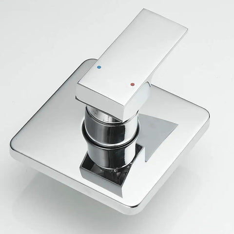 Single Function Shower Trim Kit With Rough In Valve In Polished Chrome Square Stainless Steel Rain Shower Head Brass Wall Mount Valve Half Inch NPT