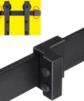 Barn Door Roller Stopper Hardware For Track 41x7mm Flat Rail Limit Stop, Rust-Resistant Carbon Steel, Easy Install, Black Finish