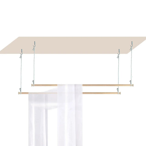Adjustable Solid Wood Bed Canopy Frame Poles 78 Inch Length 2 Pieces Hanging Bed Pole Kit setup with curtains, easy assembly