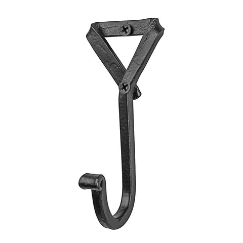 Heavy Duty Wrought Iron Coat Hook With A Distressed Bronze Look Hand Forged Wall Mount Rack Built Tough Rust Proof Construction showing solid iron structure