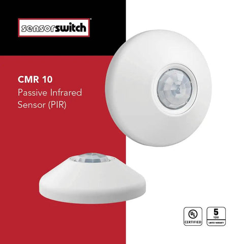 CMR 10 Contractor Select Extended Range Passive Infrared Ceiling Mount Occupancy Sensor for Commercial Spaces With 360 Degree Smart PIR Coverage White Finish