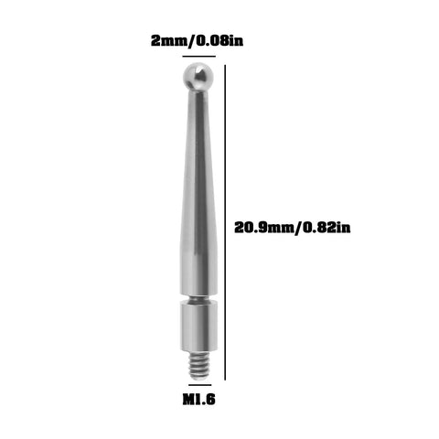 2.0mm Dial Test Indicator Contact Points Replacement 103006 M1.6 Compatible With Mitutoyo, shown in tungsten steel.