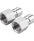 Heavy Duty Stainless Steel Male Quick Disconnect Coupler Half Inch Pipe Thread Homebrewing Beer Line Quick Connect Fitting Two Pack close-up view