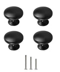 Rustic Matte Black Mushroom Cabinet Knobs 4 Pack for Kitchen Cabinets Bedroom Dresser Drawers Cupboard Hardware with screws.