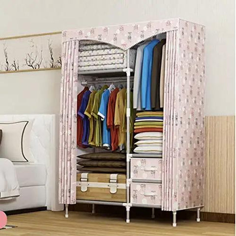 Heavy Duty Portable Fabric Closet With Thick Non Woven Cover And Willow Wood Frame Solid Bedroom Wardrobe Storage Organizer Total Game Changer For Hanging Long Fits Or Packing Away Bulky Bedding Easy Knock Together Build Saves Serious Floor Space