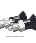 Beefed Up Stainless Steel Mini Indexing Plunger With Easy Turn Adjustment Knobs For Bullseye Accuracy Inside Tight Mechanical Jigs And Shop Workbenches MT635, showing a close-up of two stainless steel plungers.