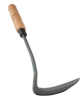 Japanese Nejiri Kama Weeding Sickle For Gardeners with wooden handle and sharp steel blade, side view
