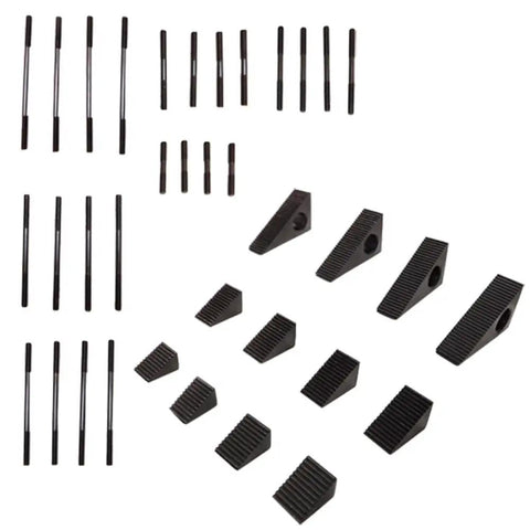 52 Piece T Slot Clamping Kit Seven Sixteenth Inch Set With End Clamps Flange Nuts and Step Blocks for Milling Jigs and Fabrication