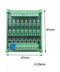 8-Channel PLC Amplifier Board With Optocoupler Isolation For NPN Signals, DC 3.3V/5V Input, DIN Rail Mountable, dimensions view