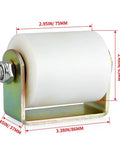 Front view of a two-pack slide gate guide roller for 3 inch gates, UHMW nylon roller with C bracket, post welded assembly.