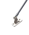 Close-up of Heavy Duty Gas Spring Hinge 250N 25Kg Soft Close for cabinets showing metal finish and attachment point.