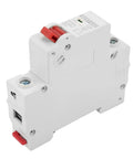 Side view of a 20A DC Miniature Circuit Breaker With Leakage Protection Air Switch Easy Plug And Play Single Pole Unit For DC Systems.