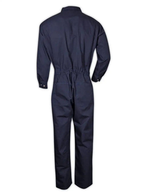Back view of Dual Hazard 7 oz Flame Resistant Contractor Coveralls 88/12 Navy, 1 Pair, Size 7 Small, Arc Flash Safe Workwear