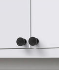 Installed 10 Pack 1-1/5 Inch (30mm) Cabinet Knobs Matte Black For Cabinets, Dresser, And Kitchen Drawers, durable hardware.