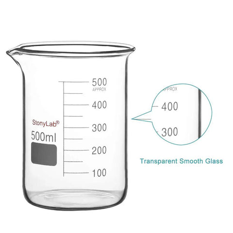 500ml beaker from five size borosilicate Griffin low form beaker set for lab and home use, heat resistant graduated glass