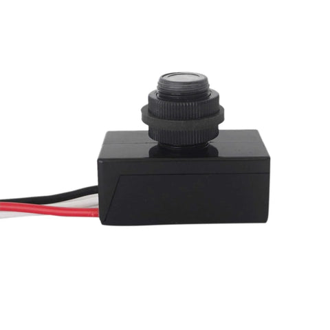 Side view of Dusk To Dawn Outdoor Photocell Sensor Switch 12V DC Auto On Off Post Lamp Light Control 5A with red and white wires