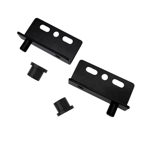 Heavy Duty Concealed Shaft Door Hinge With Bushing For Wood Doors Cabinets Drawers And Wardrobes Invisible Mount With Premium Metal Cap 1X40X14MM 5MM Shaft multicolor finish, black hinge parts and bushings shown