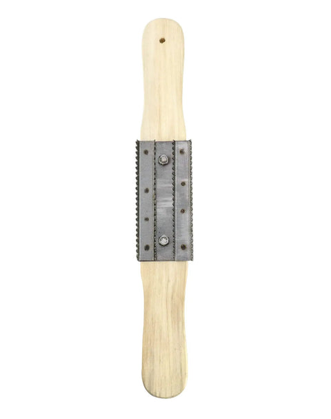 Workhorse 15 Inch Buffing Wheel Rake With Wooden Handle And Stainless Steel Head for scrubbing out compounds and metal.