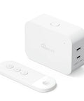 2 In 1 Dimmer Plug With Remote No Smart Features, Wireless Control Outlet With Up To 100 Ft Range, Plug In Dimmer Switch For Dimmable Bulbs And String Lights, Max 300W shown with remote control.