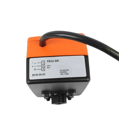 Kickass Ventilation Rotary Actuator 24 Volt Ac Dc Motor 2Nm Torque top view with orange casing and label details