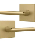 Dummy Lever Door Handle Set Satin Brass 5 Inch 2 Pack Quick Install For Closets And French Doors Non Turning Single Side Lever