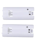 Two white 2800mAh battery packs for the 4 In 1 Remote Charging Dock With Built In 2800mAh Batteries, Dual Controller Charger Stand.