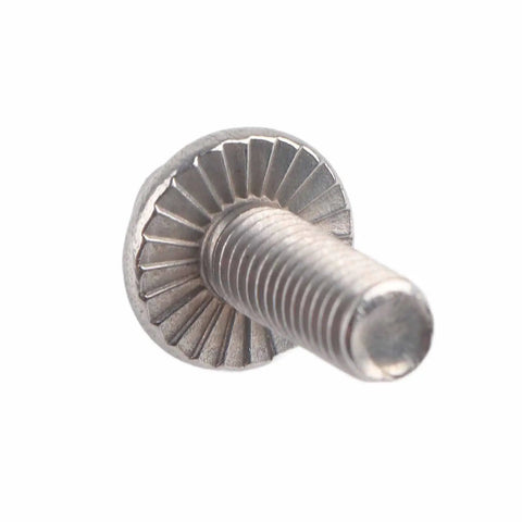 Super Heavy Duty M6 Stainless Steel Hex Flange Bolt close-up view, showcasing integrated washer base and durable finish.