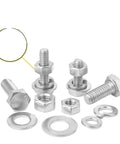176 Piece Heavy Duty Hex Head Bolts And Nuts Kit In 304 Stainless Steel Metric Set For Rugged Repairs And Projects With Precise Threads And Durable Construction, assorted bolts, nuts, and washers