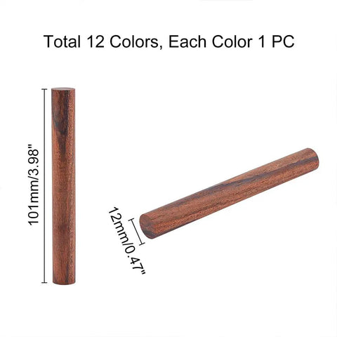 Premium Grade Wood Pen Blanks And Dowel Rods 12 Assorted Colors Half Inch By Four Inch Turning Blocks For Lathes Engraving And Killer Diy Projects Flawlessly Sanded And Ready To Roll Right Out The Box, showing a close-up of a brown wooden turning rod.