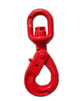 Red swivel lifting hook with self locking mechanism, 360 degree swivel for hoist and rigging, heavy duty 4410 lbs capacity