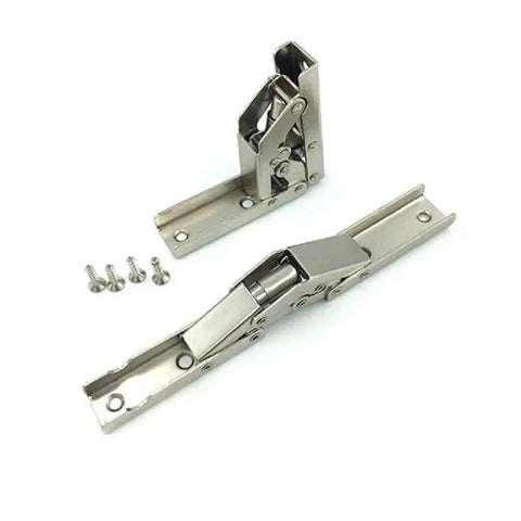 Two Pack 90 Degree Folding Door And Shelf Hinge Hidden Bracket Table Holder Furniture Parts, Rust Proof Nickel Plated Steel