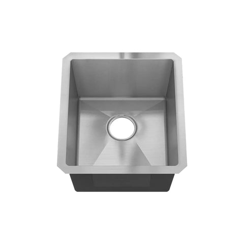 Top view of Undermount Single Bowl Kitchen Sink 16x18x8 Inch Dope 18 Gauge 304 Stainless Steel Satin Finish Built Tough Noise Dampening