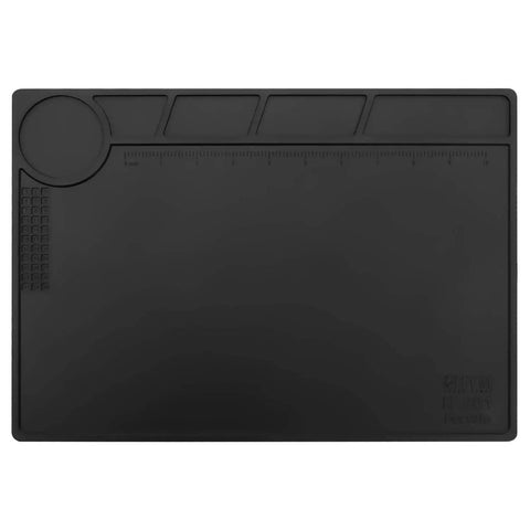 Black Silicone Soldering Mat For Electronic Repairs, Heat Resistant And Flexible Work Surface, Large 14 By 10 Inch Platform