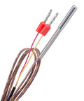 K Type Thermocouple Sensor For 3D Printing, 3mm By 15mm Probe With 1m Cable, 304SS Braided Wire, Front View