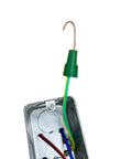 Green Ground Wire Connector Nuts With Holes Pack Of 20 in use on electrical wires, UL Listed for 14 to 10 AWG.