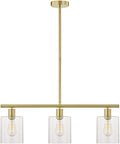 Rustic Industrial 3 Light Pendant Chandelier With Clear Glass Shades In Gold Finish Dope Modern Farmhouse Ceiling Fixture