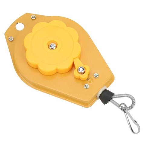 Retractable Spring Balancer for Tools, 3 to 5 kg, with Fixture Holder and Fittings, orange casing, side view