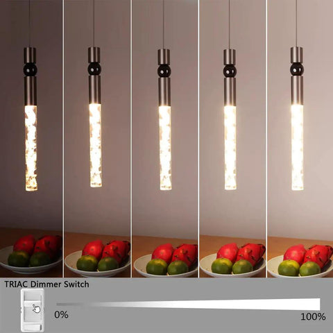 LED Pendant Lights Cylinder Crystal Fixtures With 10W Integrated LED 3000K Warm Light Sleek Stepless Dimming display