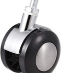 2 Inch Twin Wheel Furniture Casters With Hella Smooth Gliding Action and Rock Solid Stability For Home Cabinets Wooden Tables And Office Chairs featuring M8 threaded stem close-up view.