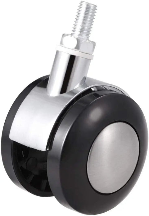 2 Inch Twin Wheel Furniture Casters With Hella Smooth Gliding Action and Rock Solid Stability For Home Cabinets Wooden Tables And Office Chairs featuring M8 threaded stem close-up view.