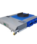 Heavy Duty Electric Remote Control Machine Moving Dolly Built Like A Warehouse Workhorse For Factory Floor Hauls, gray and blue design, heavy duty wheels.