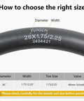 Beefed Up Heavy Duty 26 Inch Bike Inner Tubes 26 By 1.75 To 2.25 45 57 559 With AV48mm Schrader Valve 2 Pack Premium Butyl Rubber Tubes sizing guide